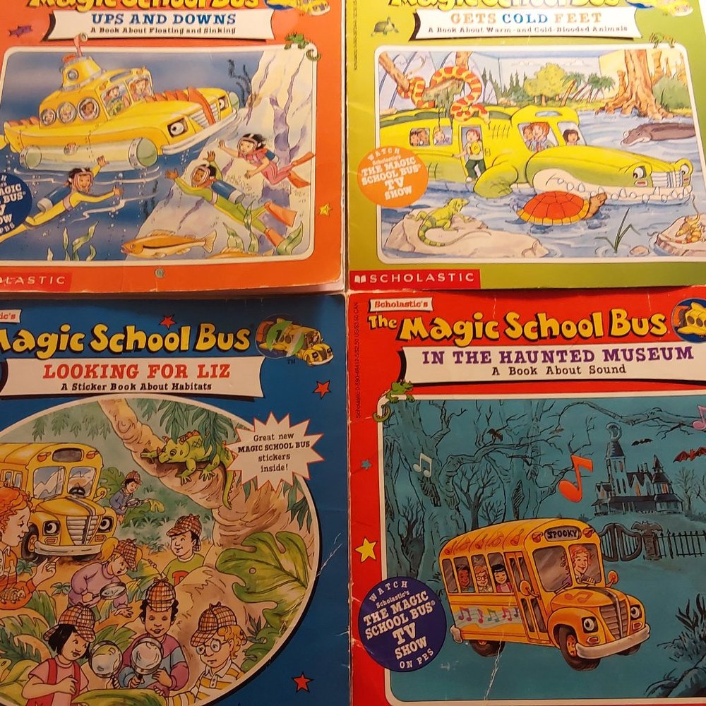 Vintage Lot of 4 The Magic School Bus Books Scholastic Readers 1995-1997